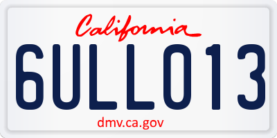 CA license plate 6ULL013