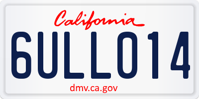 CA license plate 6ULL014