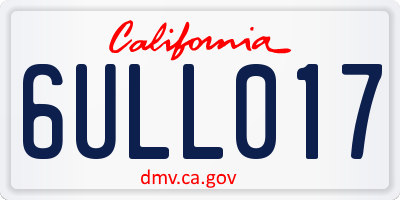 CA license plate 6ULL017