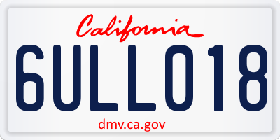 CA license plate 6ULL018