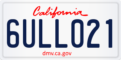 CA license plate 6ULL021