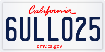 CA license plate 6ULL025