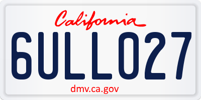 CA license plate 6ULL027
