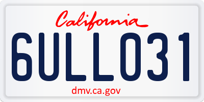 CA license plate 6ULL031