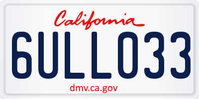 CA license plate 6ULL033