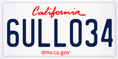 CA license plate 6ULL034