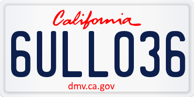 CA license plate 6ULL036