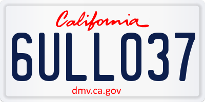 CA license plate 6ULL037