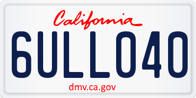 CA license plate 6ULL040