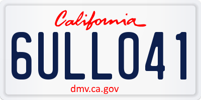 CA license plate 6ULL041