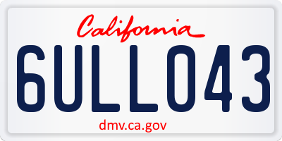 CA license plate 6ULL043