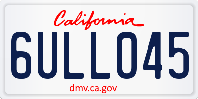 CA license plate 6ULL045