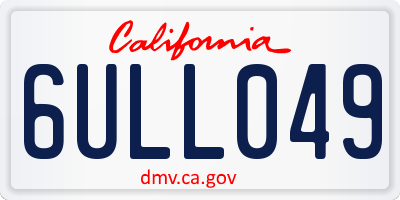 CA license plate 6ULL049