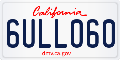 CA license plate 6ULL060