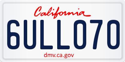 CA license plate 6ULL070