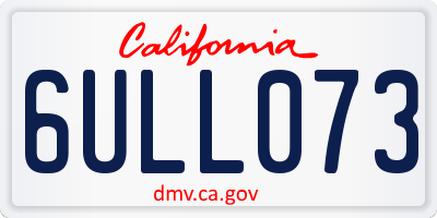 CA license plate 6ULL073