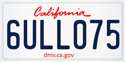 CA license plate 6ULL075