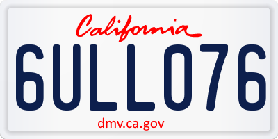 CA license plate 6ULL076