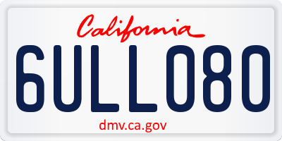 CA license plate 6ULL080