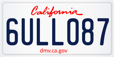 CA license plate 6ULL087