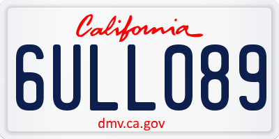 CA license plate 6ULL089