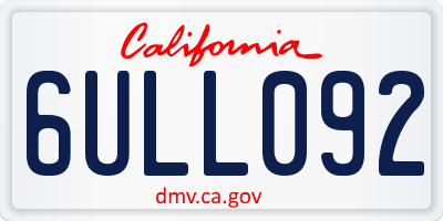 CA license plate 6ULL092