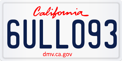 CA license plate 6ULL093