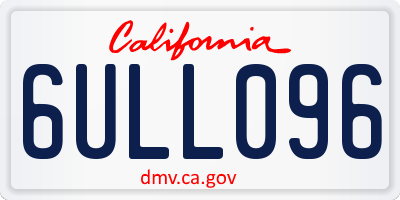 CA license plate 6ULL096