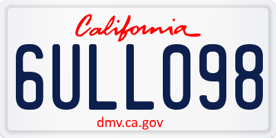 CA license plate 6ULL098