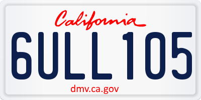CA license plate 6ULL105