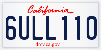 CA license plate 6ULL110