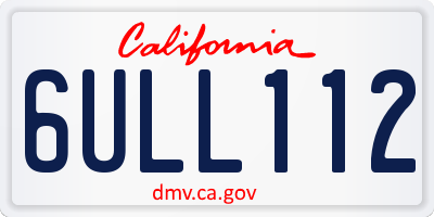 CA license plate 6ULL112