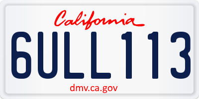CA license plate 6ULL113