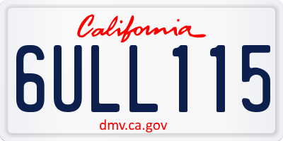 CA license plate 6ULL115