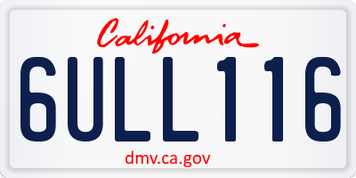 CA license plate 6ULL116
