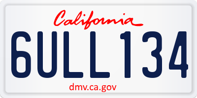 CA license plate 6ULL134