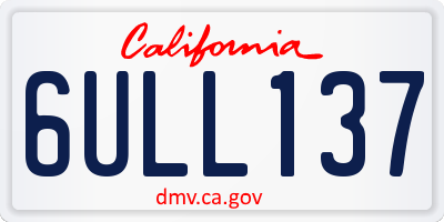 CA license plate 6ULL137
