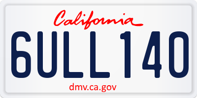 CA license plate 6ULL140
