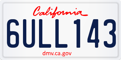 CA license plate 6ULL143