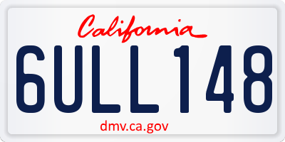 CA license plate 6ULL148