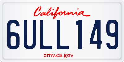 CA license plate 6ULL149