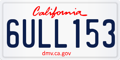 CA license plate 6ULL153