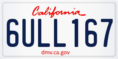 CA license plate 6ULL167