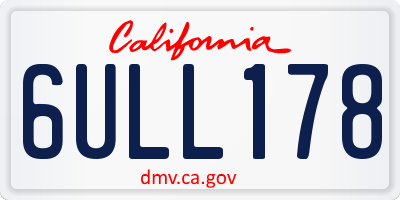 CA license plate 6ULL178