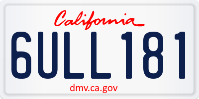 CA license plate 6ULL181