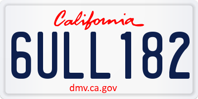 CA license plate 6ULL182
