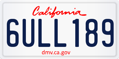 CA license plate 6ULL189
