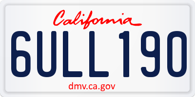 CA license plate 6ULL190