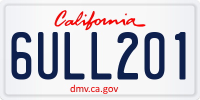 CA license plate 6ULL201