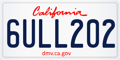 CA license plate 6ULL202